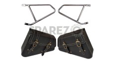 Royal Enfield Interceptor 650 Mounting Rails With Black Pannier Bags Pair - SPAREZO